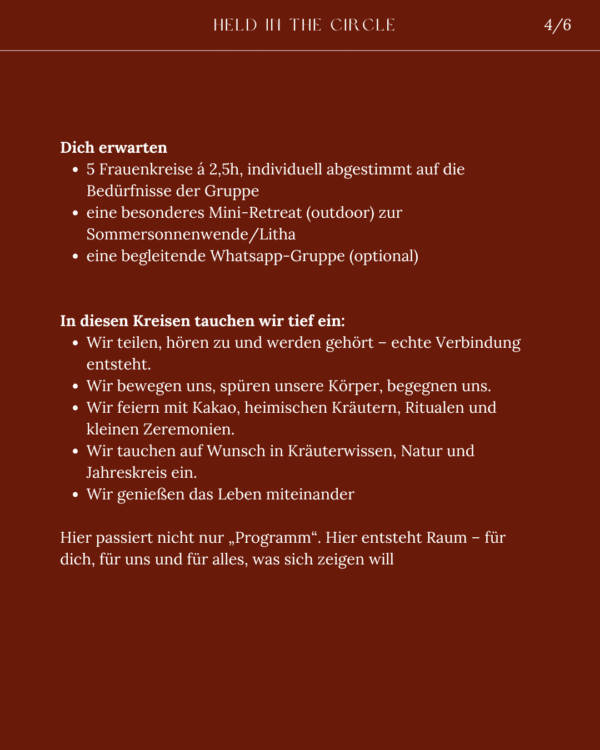AUSGEBUCHT: Held in the Circle - deine Frauenkreis-Reise im ersten Halbjahr 2026